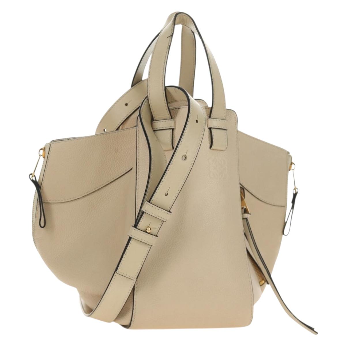 LOEWE Hammock bag Hand Bag Leather 2way Beige Auth 184708V