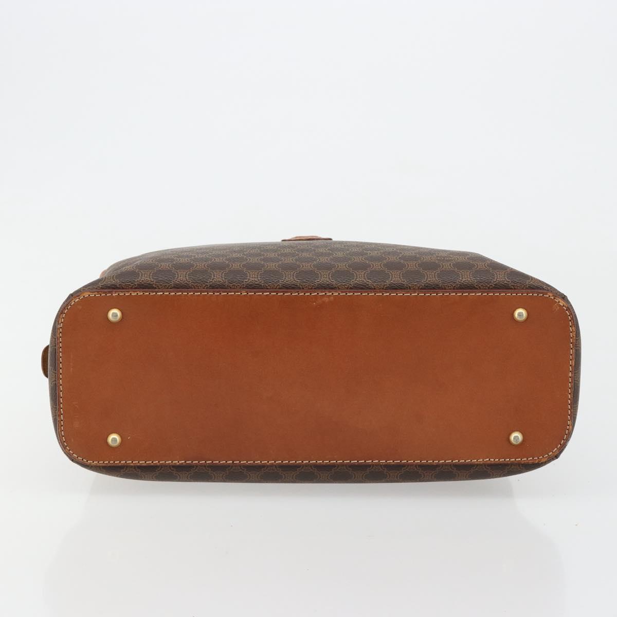 CELINE Macadam Canvas Hand Bag PVC Leather Brown Gold Auth 184709