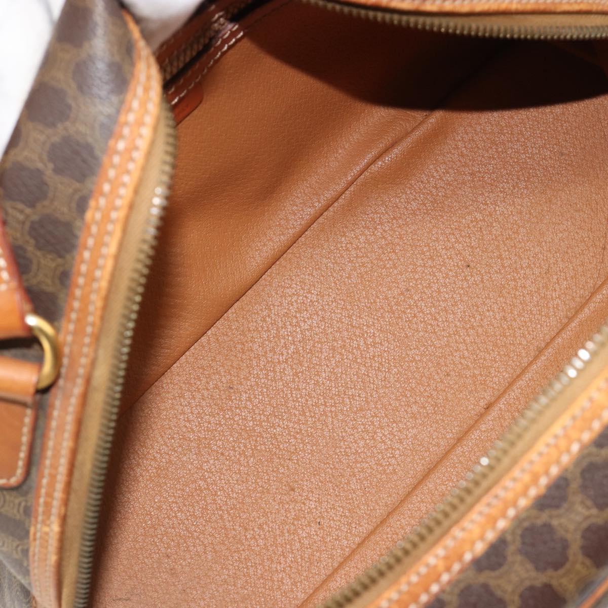 CELINE Macadam Canvas Hand Bag PVC Leather Brown Gold Auth 184709