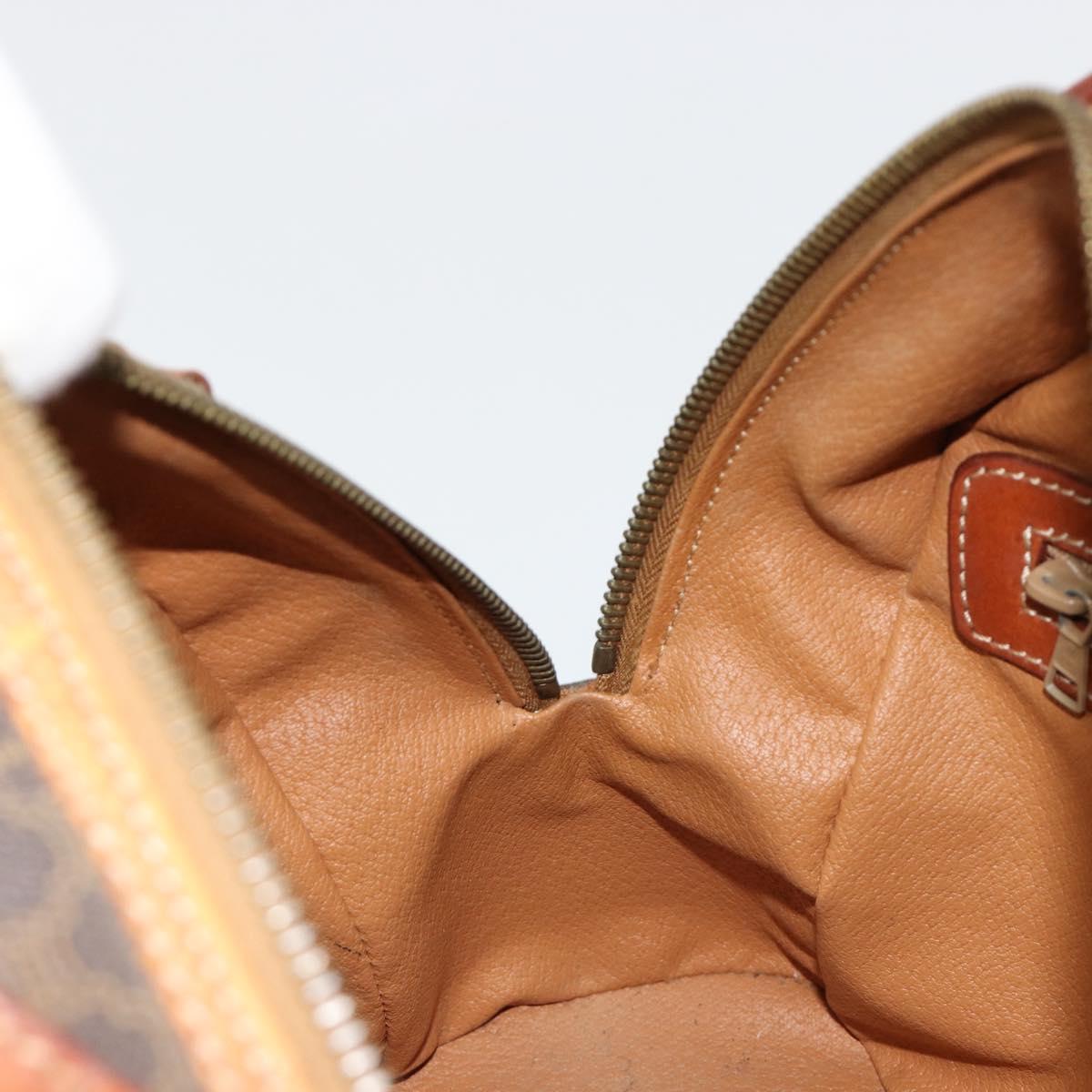 CELINE Macadam Canvas Hand Bag PVC Leather Brown Gold Auth 184709