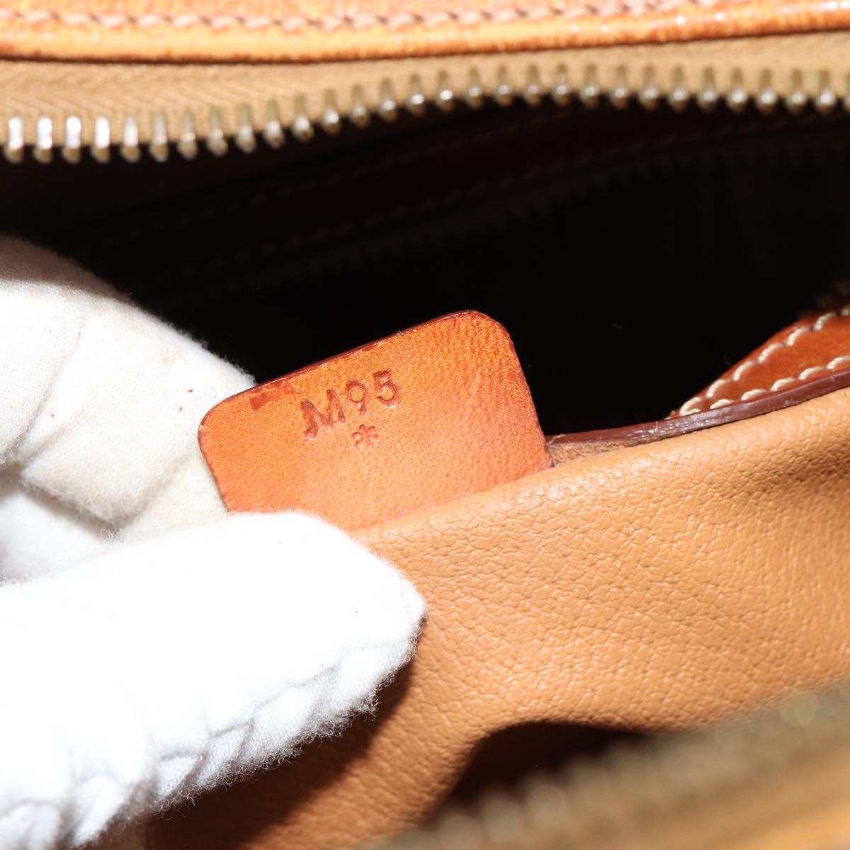 CELINE Macadam Canvas Hand Bag PVC Leather Brown Gold Auth 184709