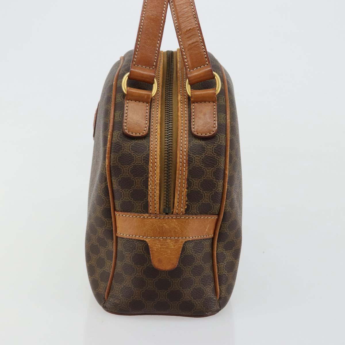 CELINE Macadam Canvas Hand Bag PVC Leather Brown Gold Auth 184709