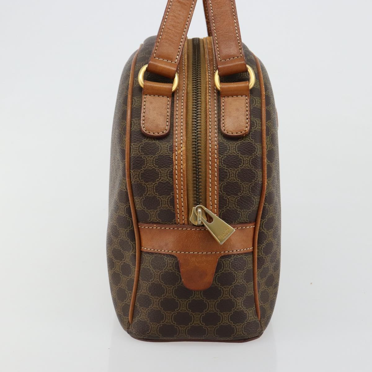 CELINE Macadam Canvas Hand Bag PVC Leather Brown Gold Auth 184709