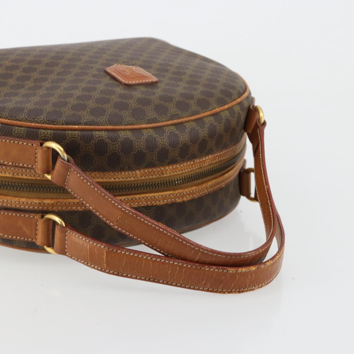 CELINE Macadam Canvas Hand Bag PVC Leather Brown Gold Auth 184709