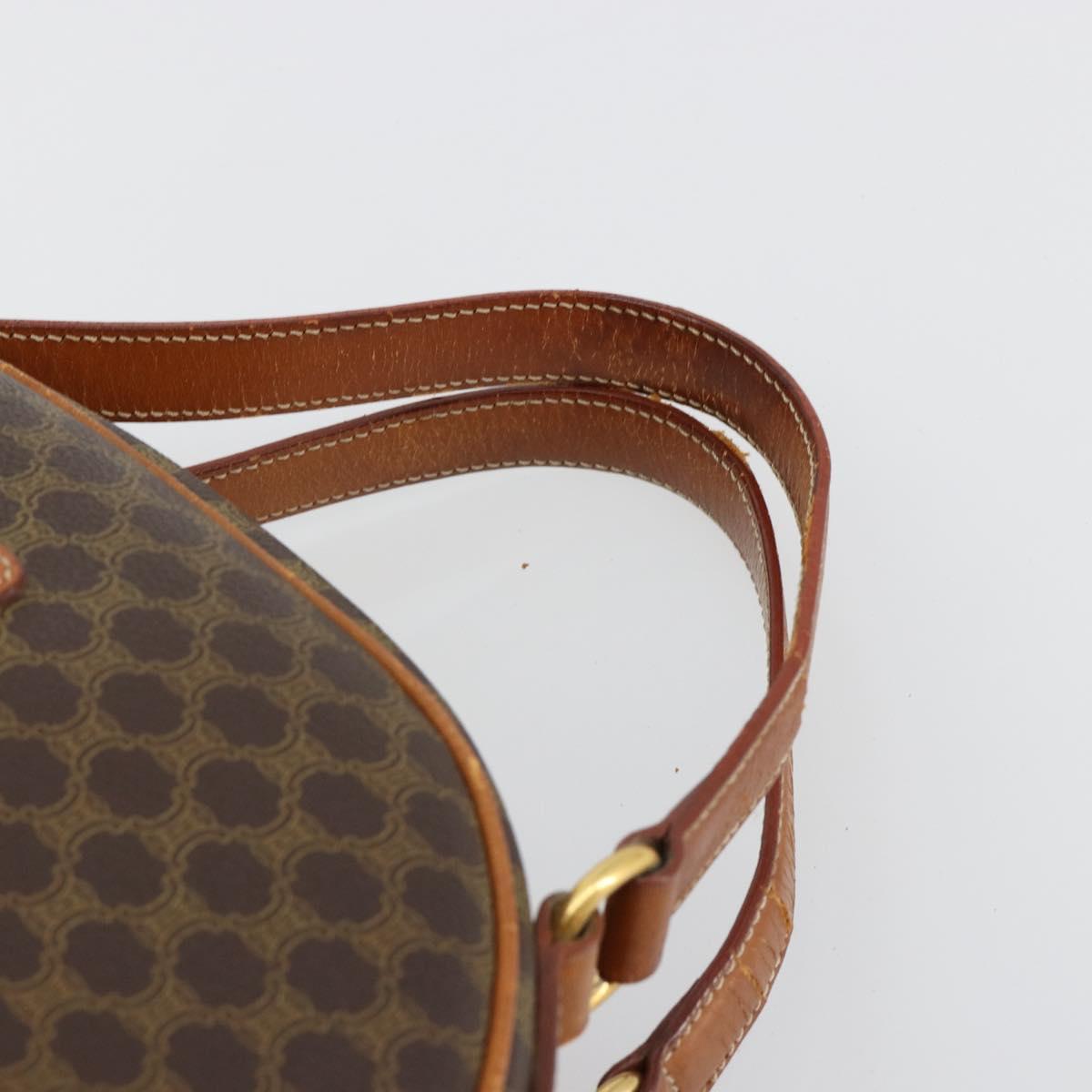 CELINE Macadam Canvas Hand Bag PVC Leather Brown Gold Auth 184709