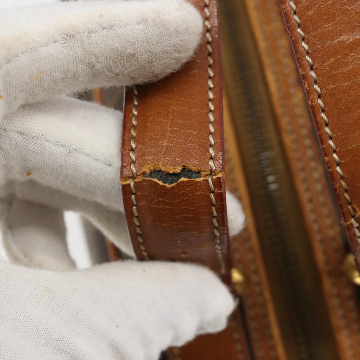 CELINE Macadam Canvas Hand Bag PVC Leather Brown Gold Auth 184709
