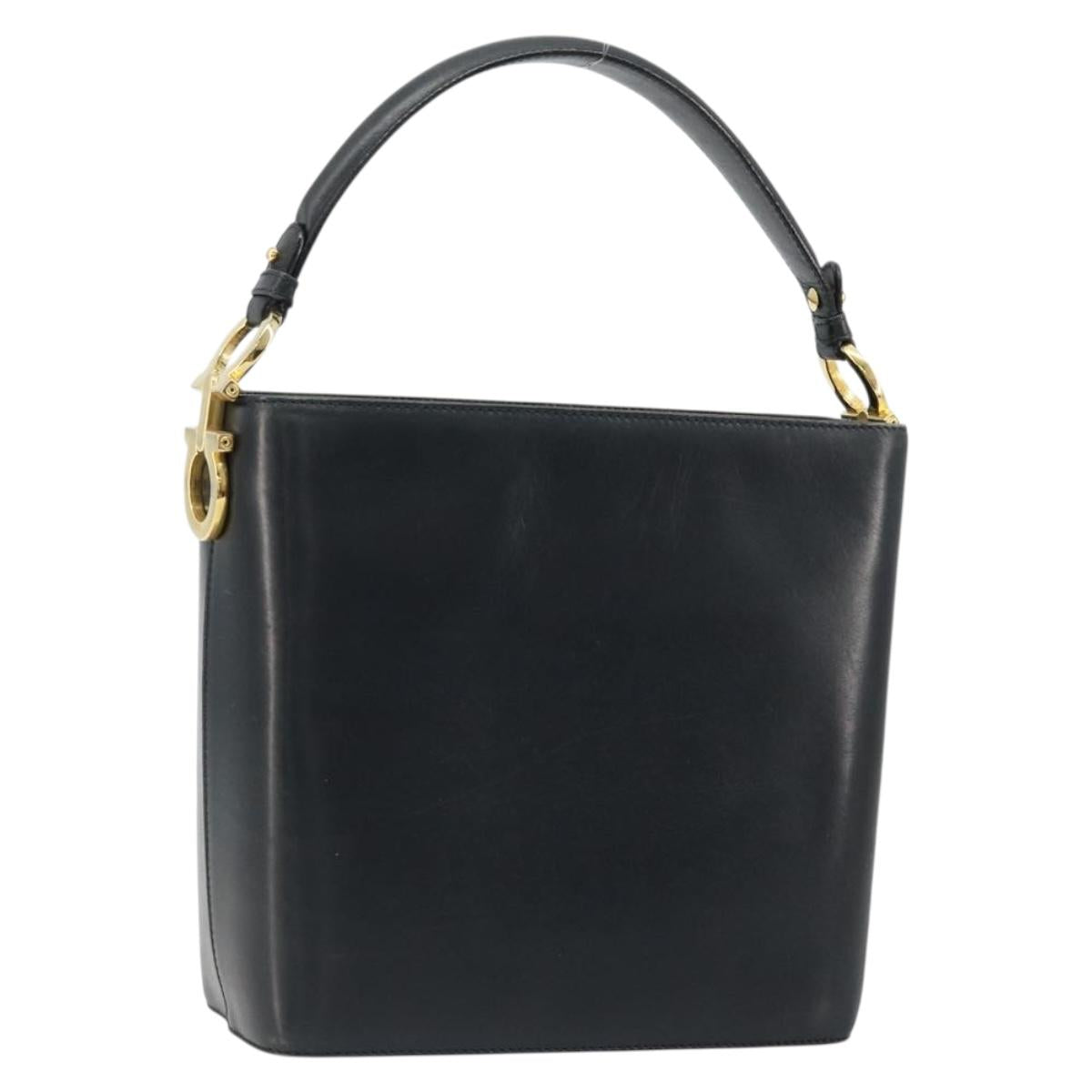 Salvatore Ferragamo Shoulder Bag Leather 2way Navy Gold Auth 184712