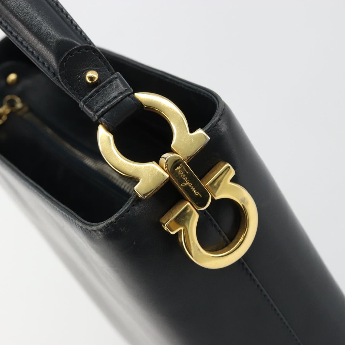 Salvatore Ferragamo Shoulder Bag Leather 2way Navy Gold Auth 184712