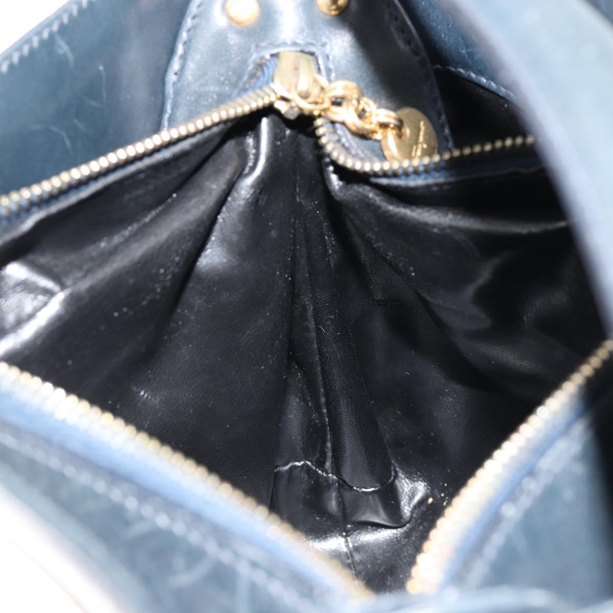 Salvatore Ferragamo Shoulder Bag Leather 2way Navy Gold Auth 184712