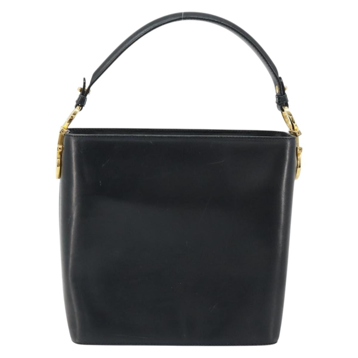 Salvatore Ferragamo Shoulder Bag Leather 2way Navy Gold Auth 184712