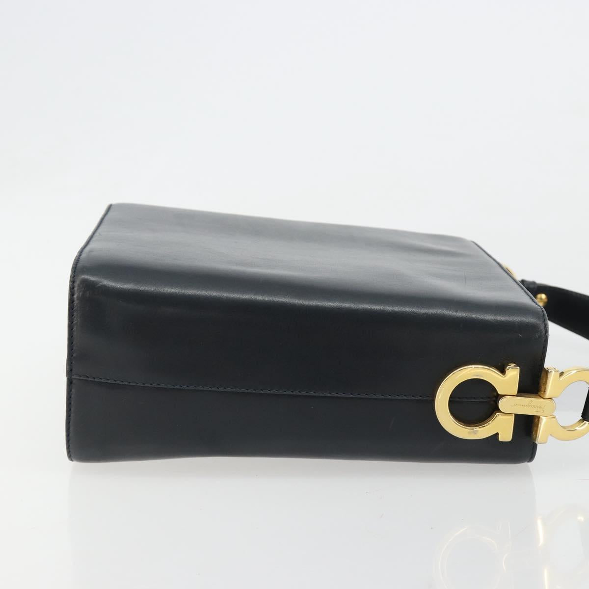 Salvatore Ferragamo Shoulder Bag Leather 2way Navy Gold Auth 184712