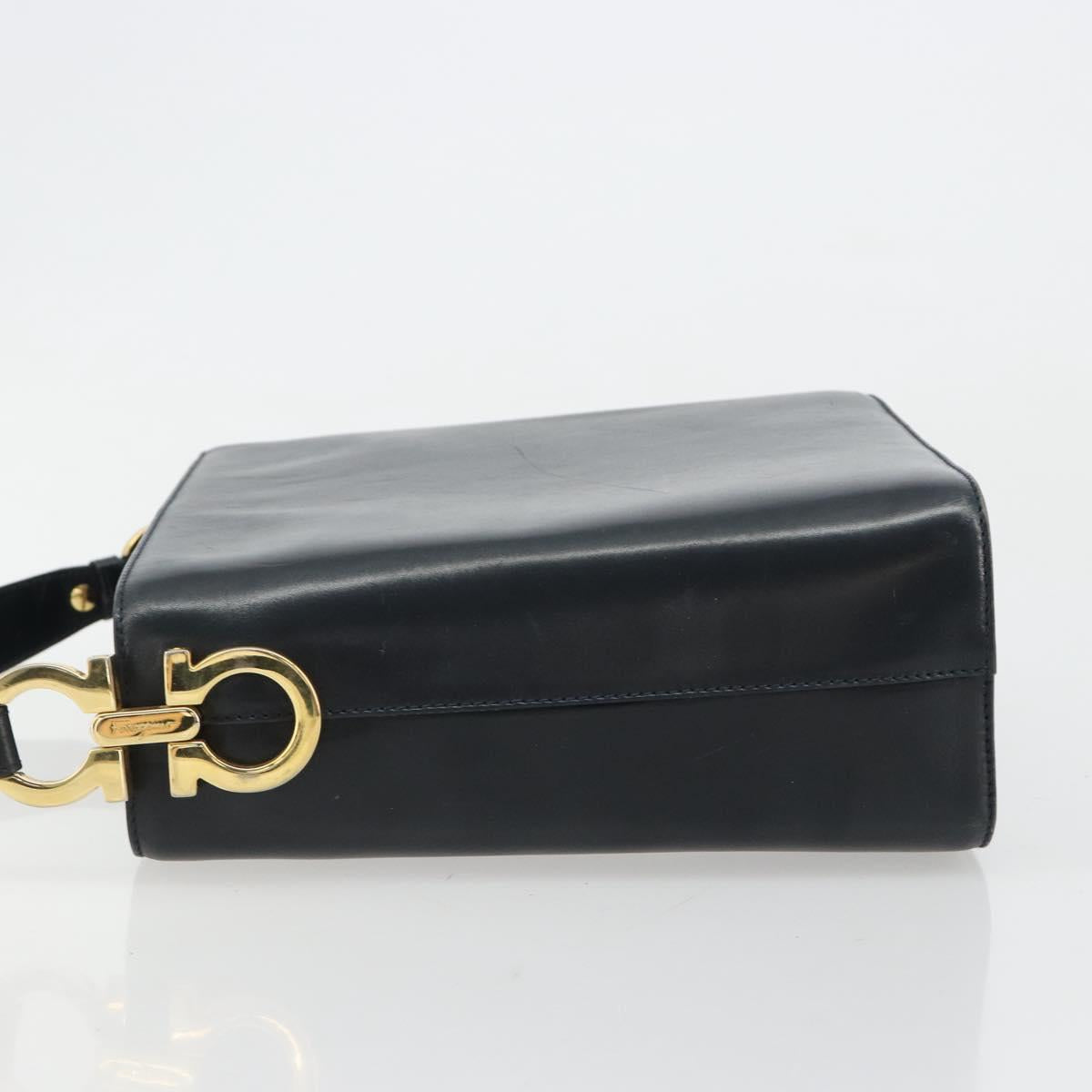 Salvatore Ferragamo Shoulder Bag Leather 2way Navy Gold Auth 184712