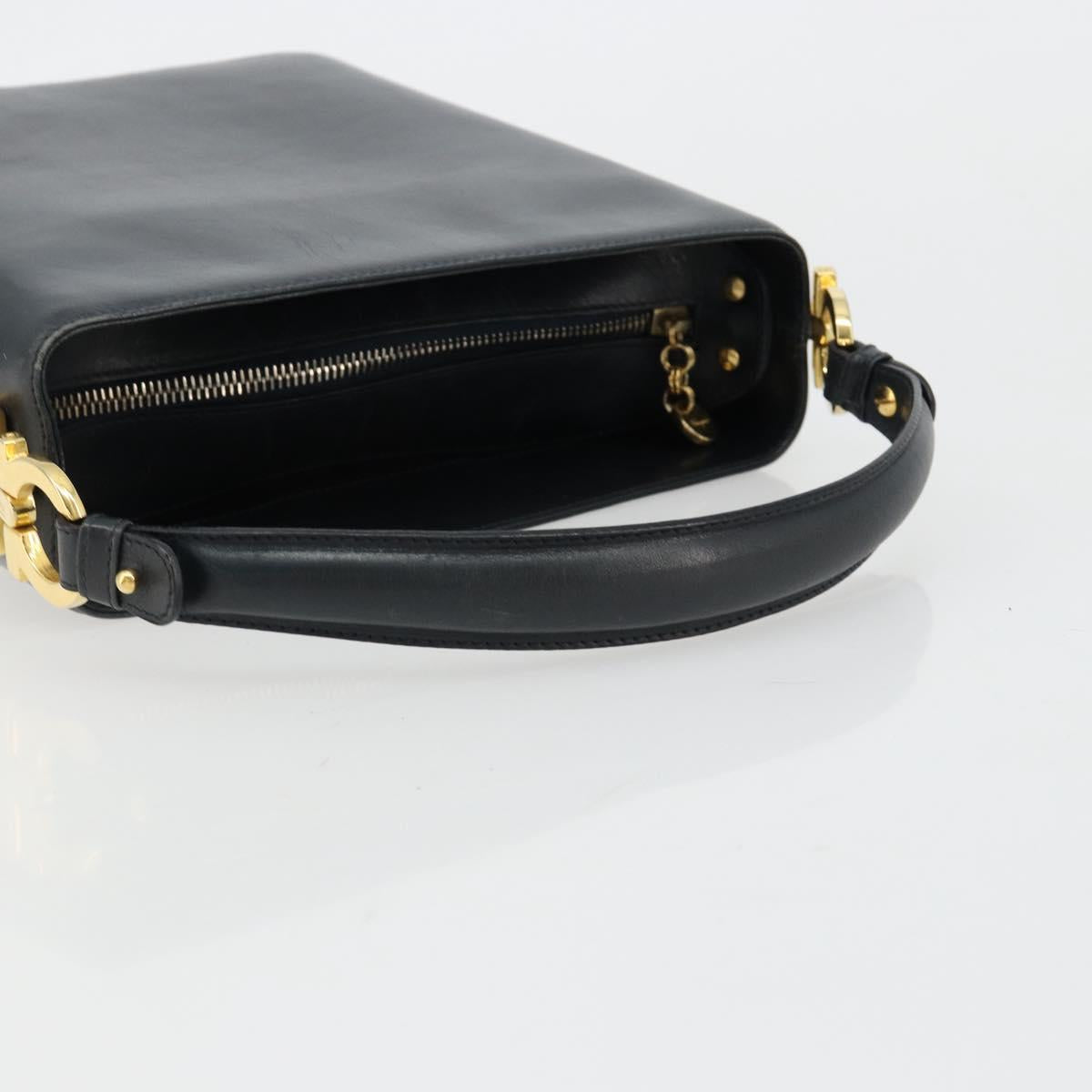 Salvatore Ferragamo Shoulder Bag Leather 2way Navy Gold Auth 184712