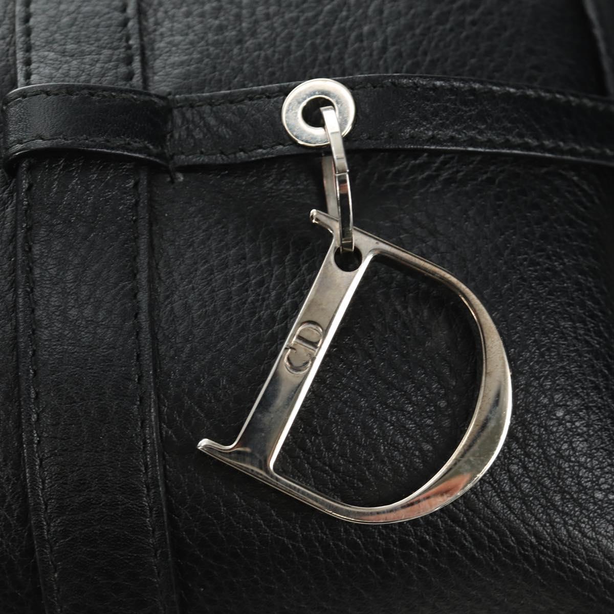 Christian Dior Boston Bag Leather Black Silver Auth 184720SAM