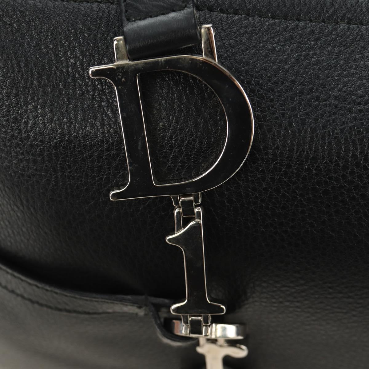 Christian Dior Boston Bag Leather Black Silver Auth 184720SAM