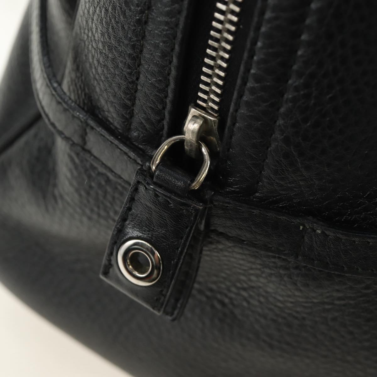 Christian Dior Boston Bag Leather Black Silver Auth 184720SAM
