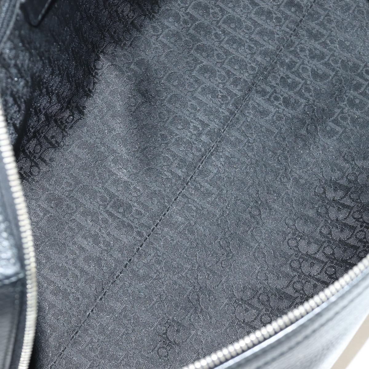 Christian Dior Boston Bag Leather Black Silver Auth 184720SAM