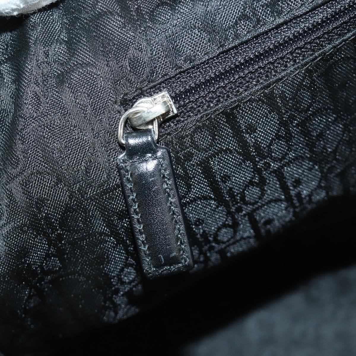 Christian Dior Boston Bag Leather Black Silver Auth 184720SAM