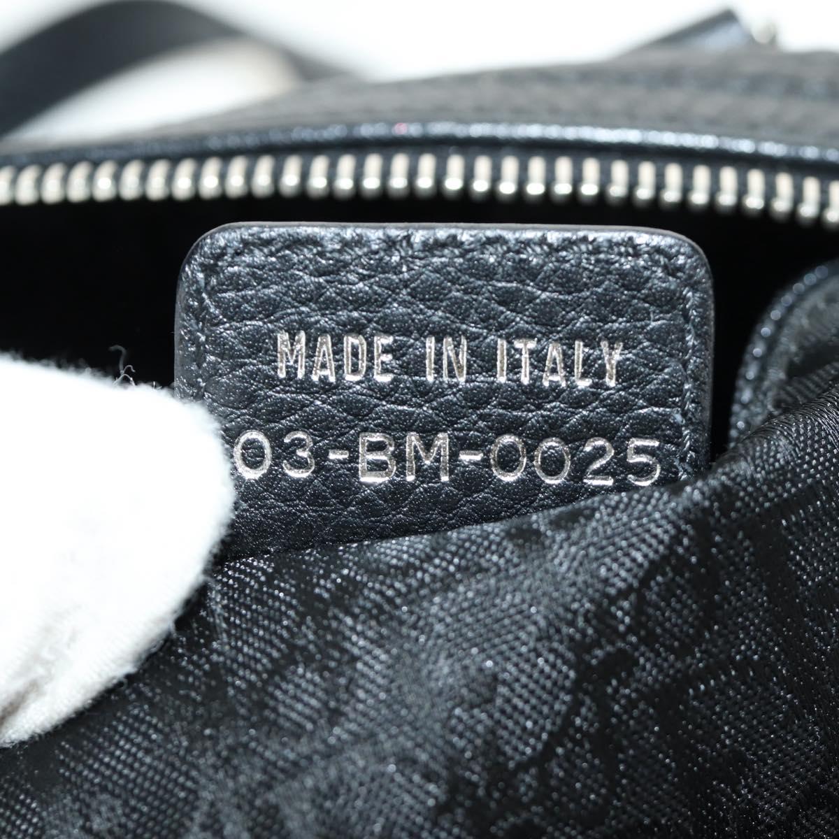 Christian Dior Boston Bag Leather Black Silver Auth 184720SAM