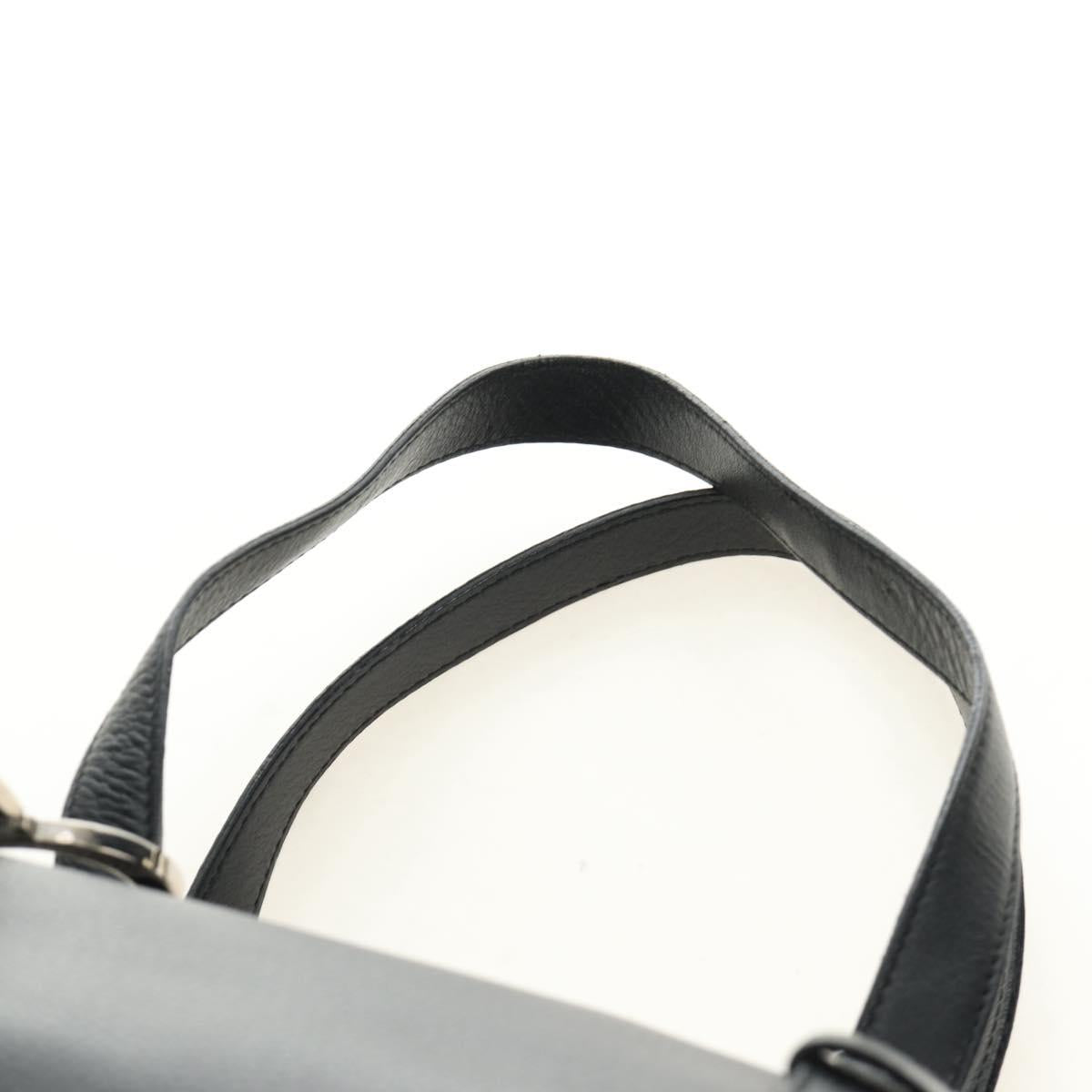 Christian Dior Boston Bag Leather Black Silver Auth 184720SAM