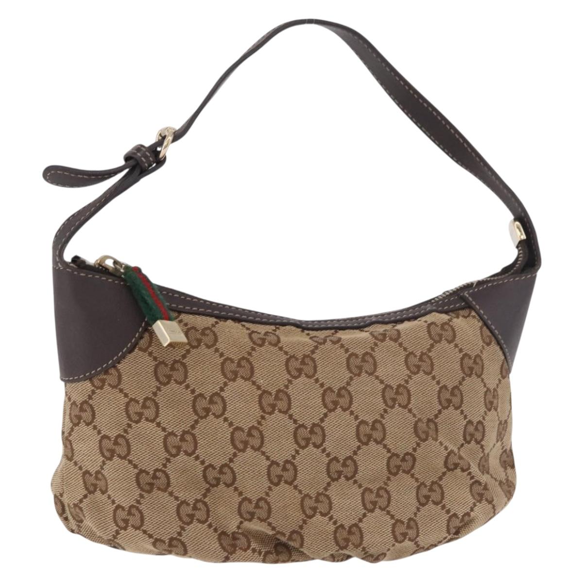 GUCCI GG Canvas Accessory Pouch Beige Gold 224093 Auth 184722A