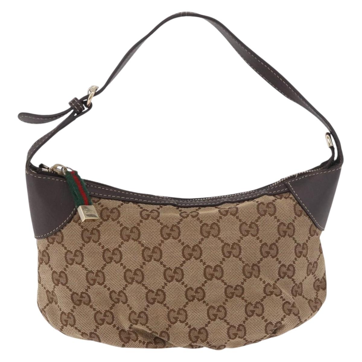 GUCCI GG Canvas Accessory Pouch Beige Gold 224093 Auth 184722A