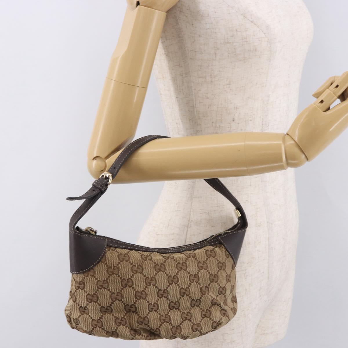GUCCI GG Canvas Accessory Pouch Beige Gold 224093 Auth 184722A
