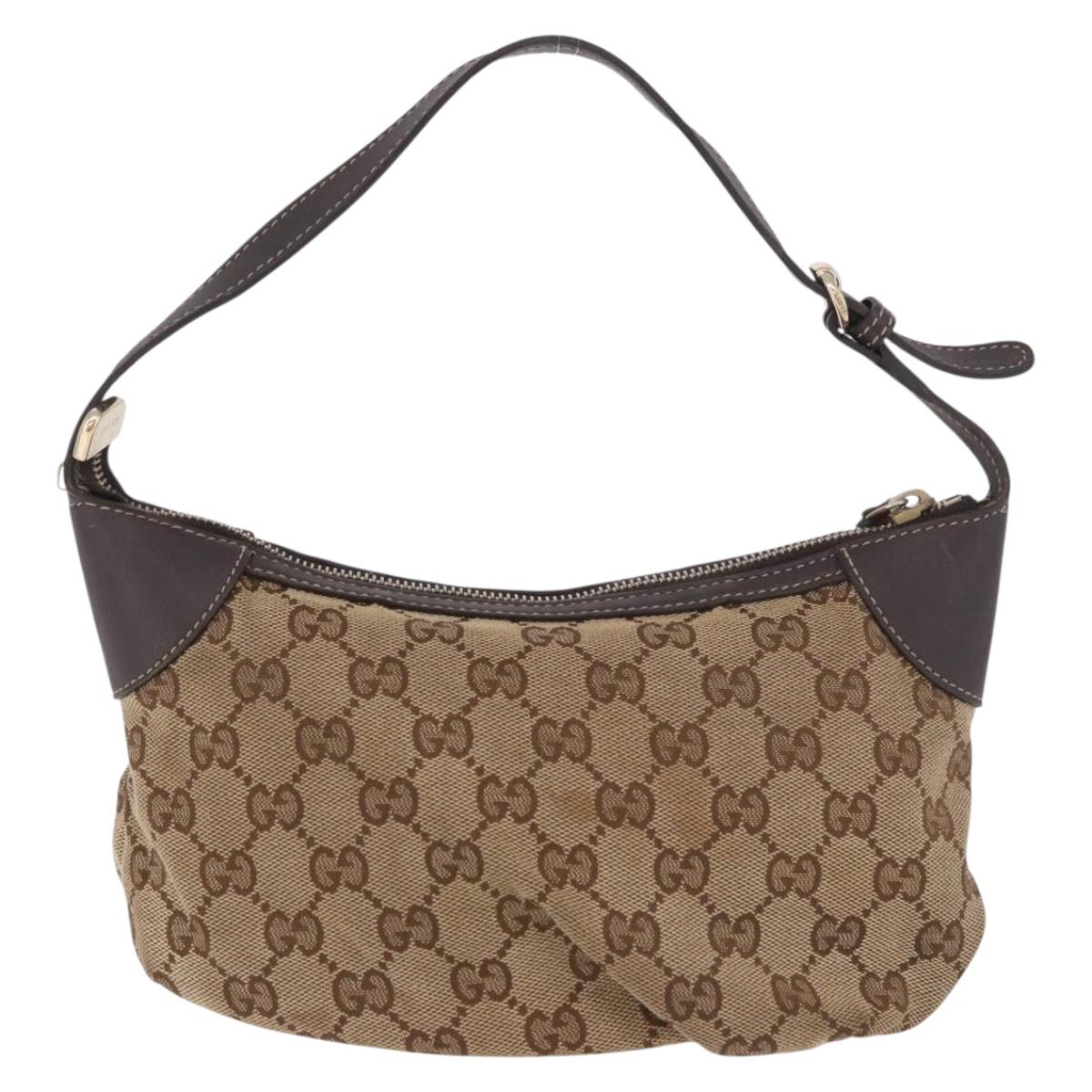 GUCCI GG Canvas Accessory Pouch Beige Gold 224093 Auth 184722A