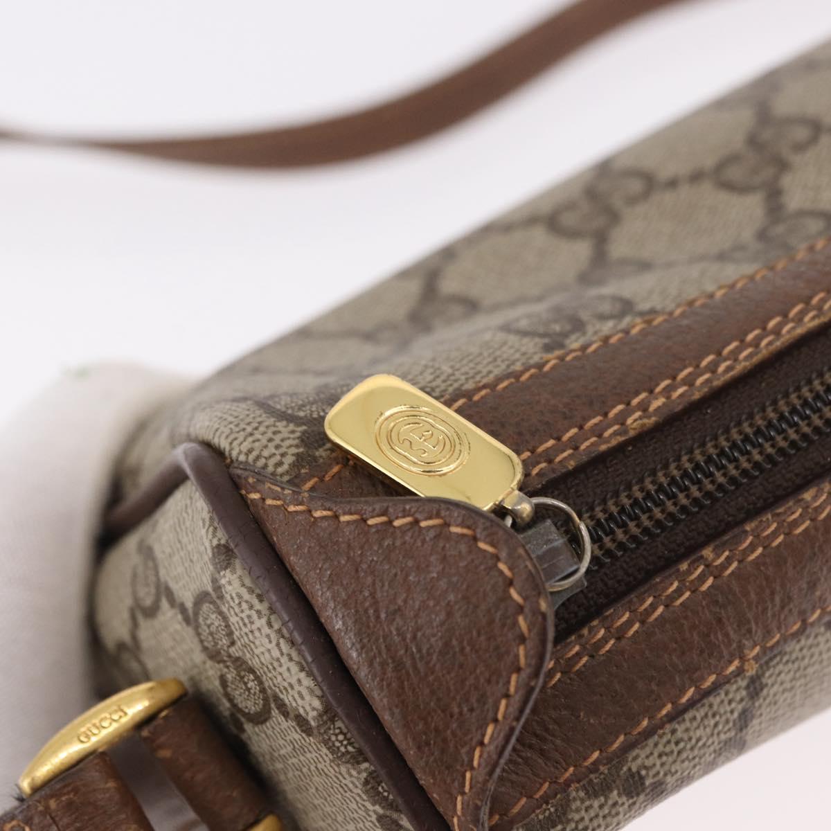 GUCCI GG Supreme Web Sherry Line Bag PVC Beige Gold 89 02 018 Auth 184723