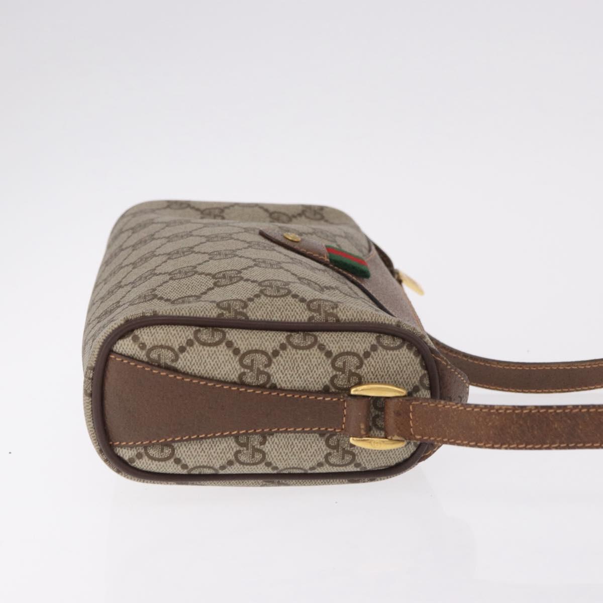 GUCCI GG Supreme Web Sherry Line Bag PVC Beige Gold 89 02 018 Auth 184723