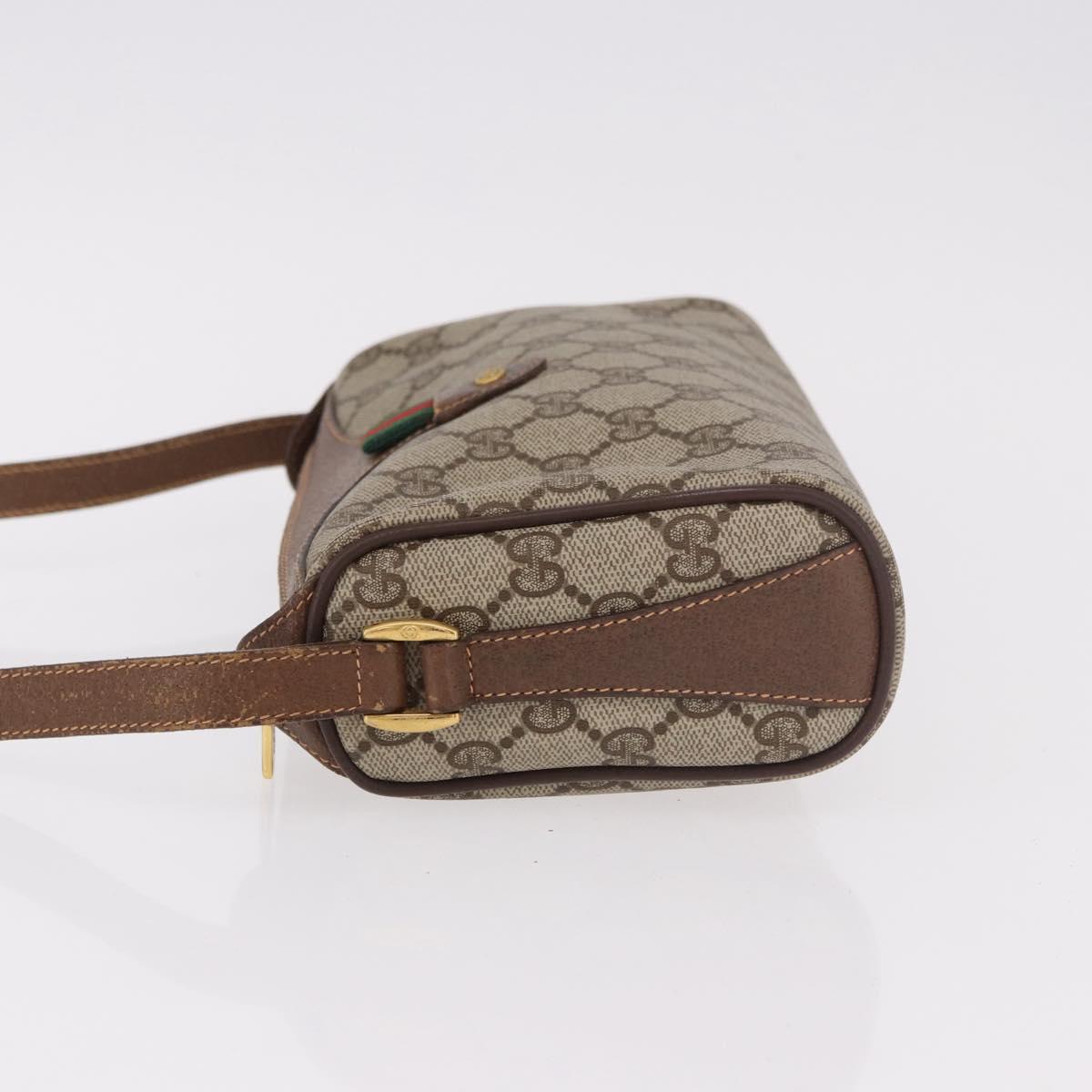GUCCI GG Supreme Web Sherry Line Bag PVC Beige Gold 89 02 018 Auth 184723