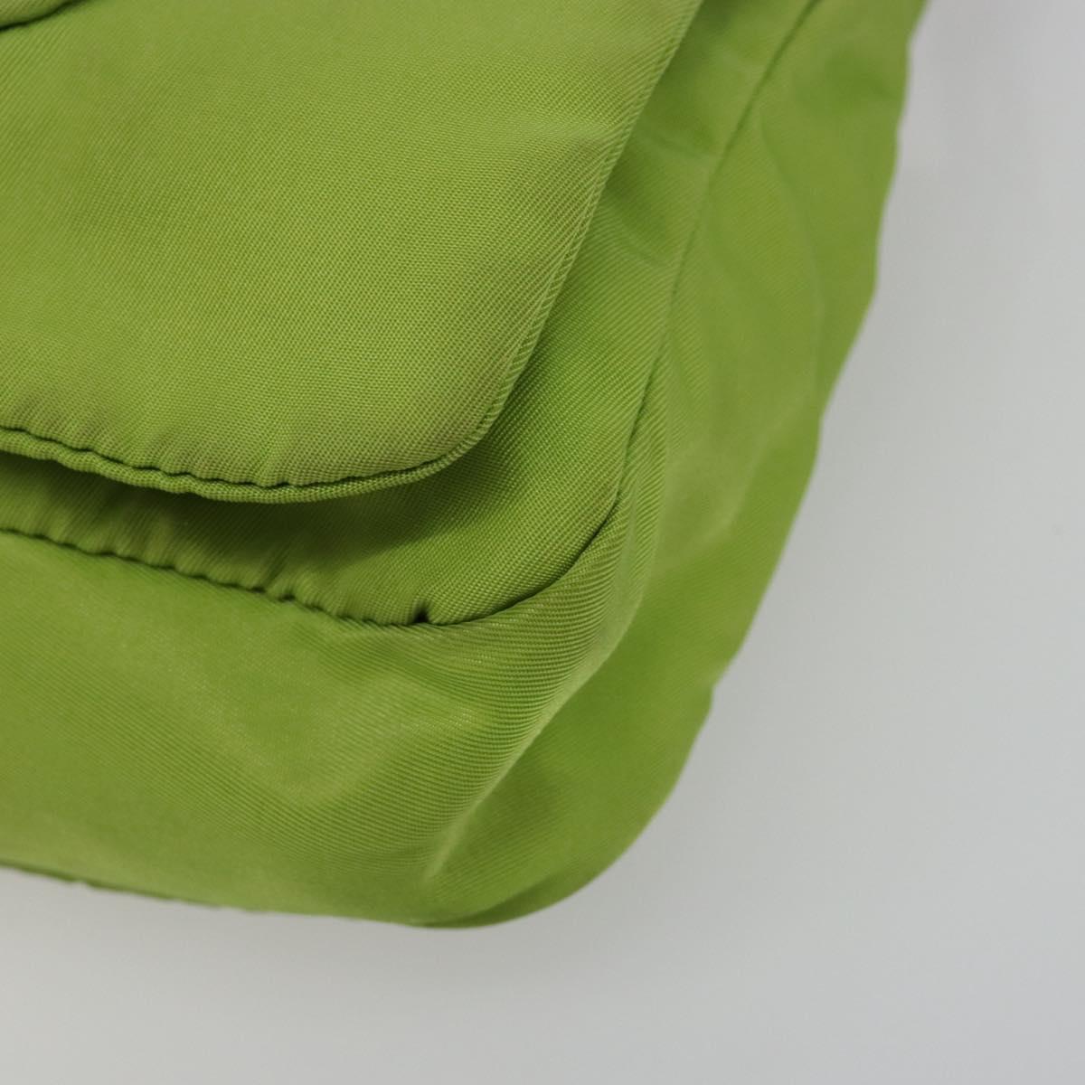 PRADA Shoulder Bag Nylon Green Silver Auth 184724A