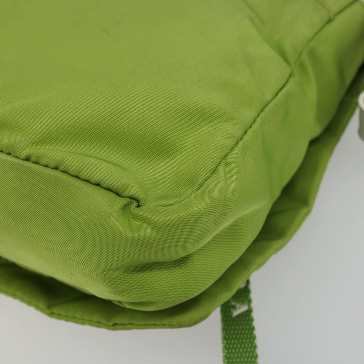 PRADA Shoulder Bag Nylon Green Silver Auth 184724A