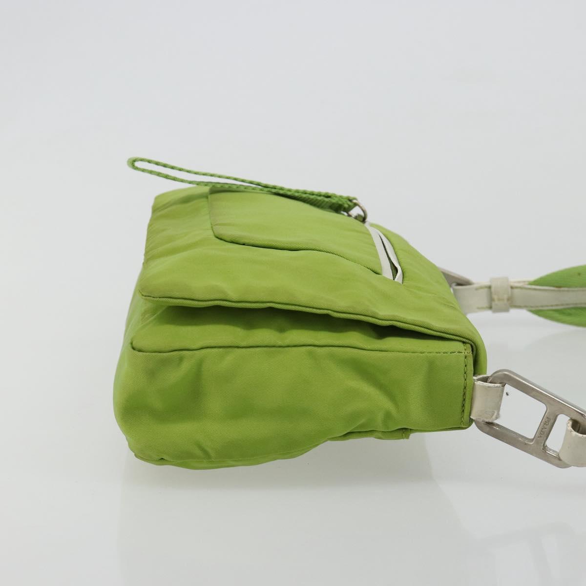 PRADA Shoulder Bag Nylon Green Silver Auth 184724A