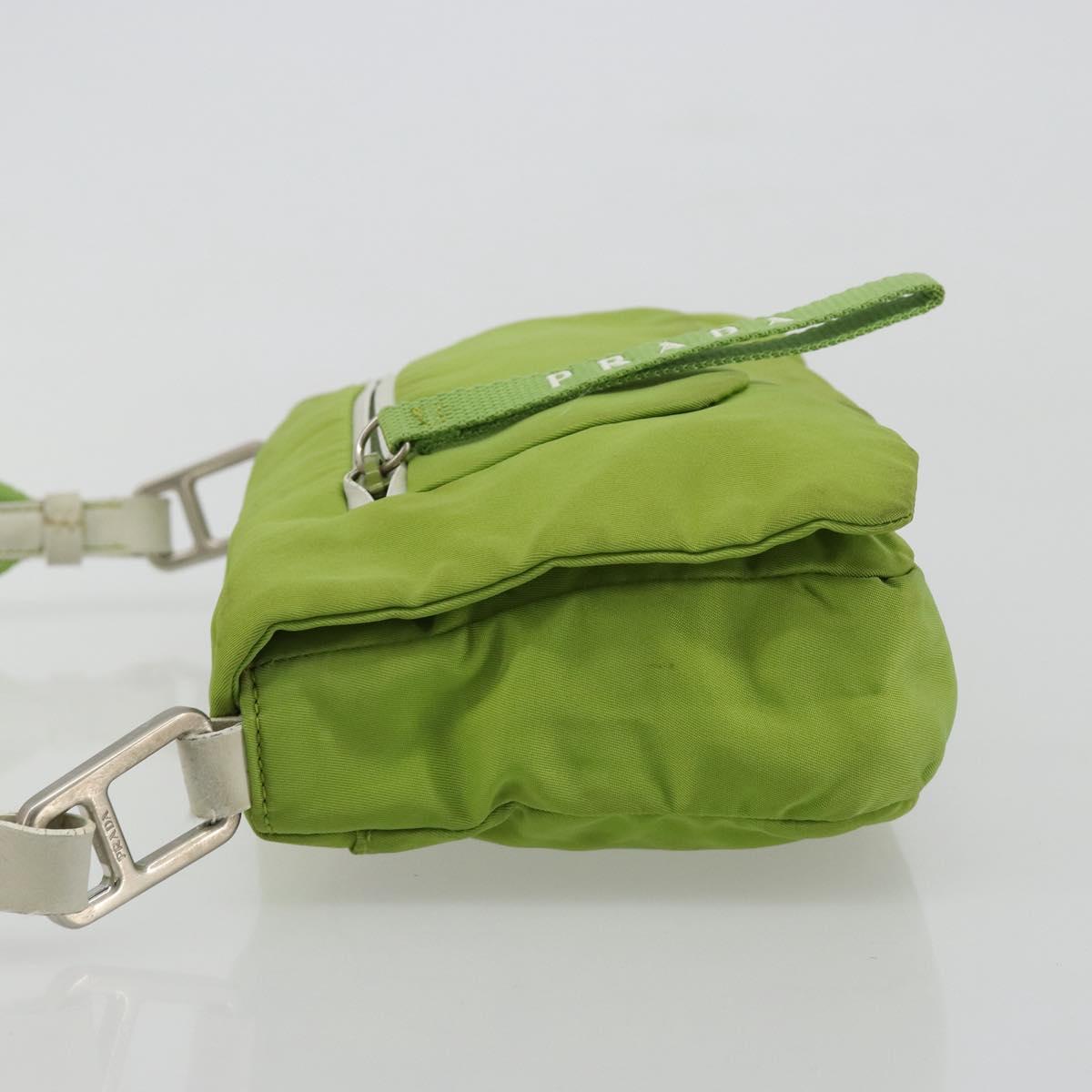 PRADA Shoulder Bag Nylon Green Silver Auth 184724A
