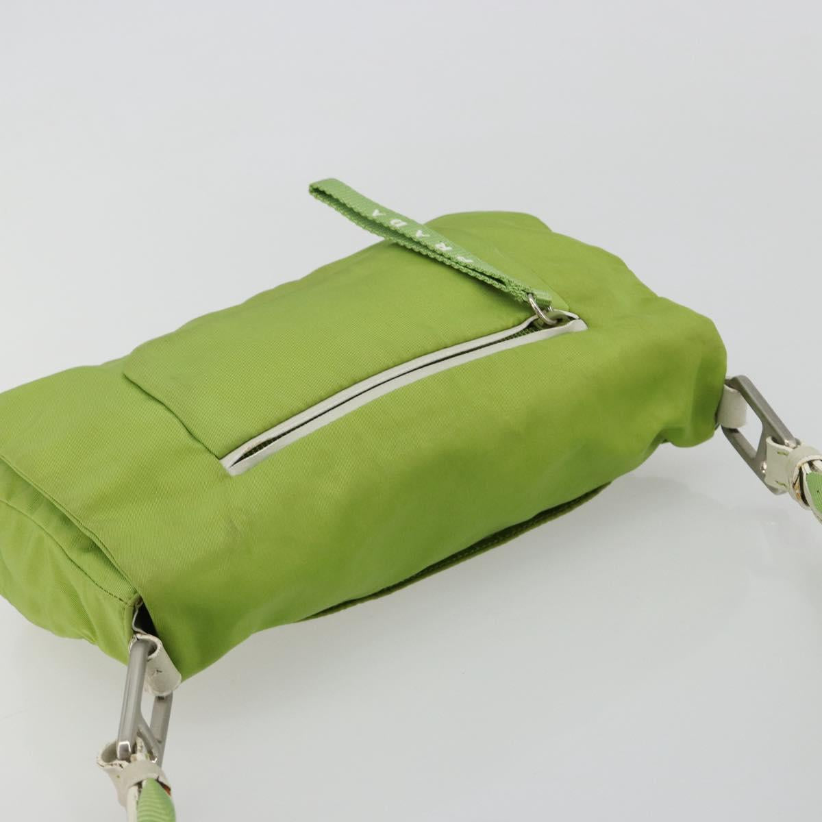 PRADA Shoulder Bag Nylon Green Silver Auth 184724A