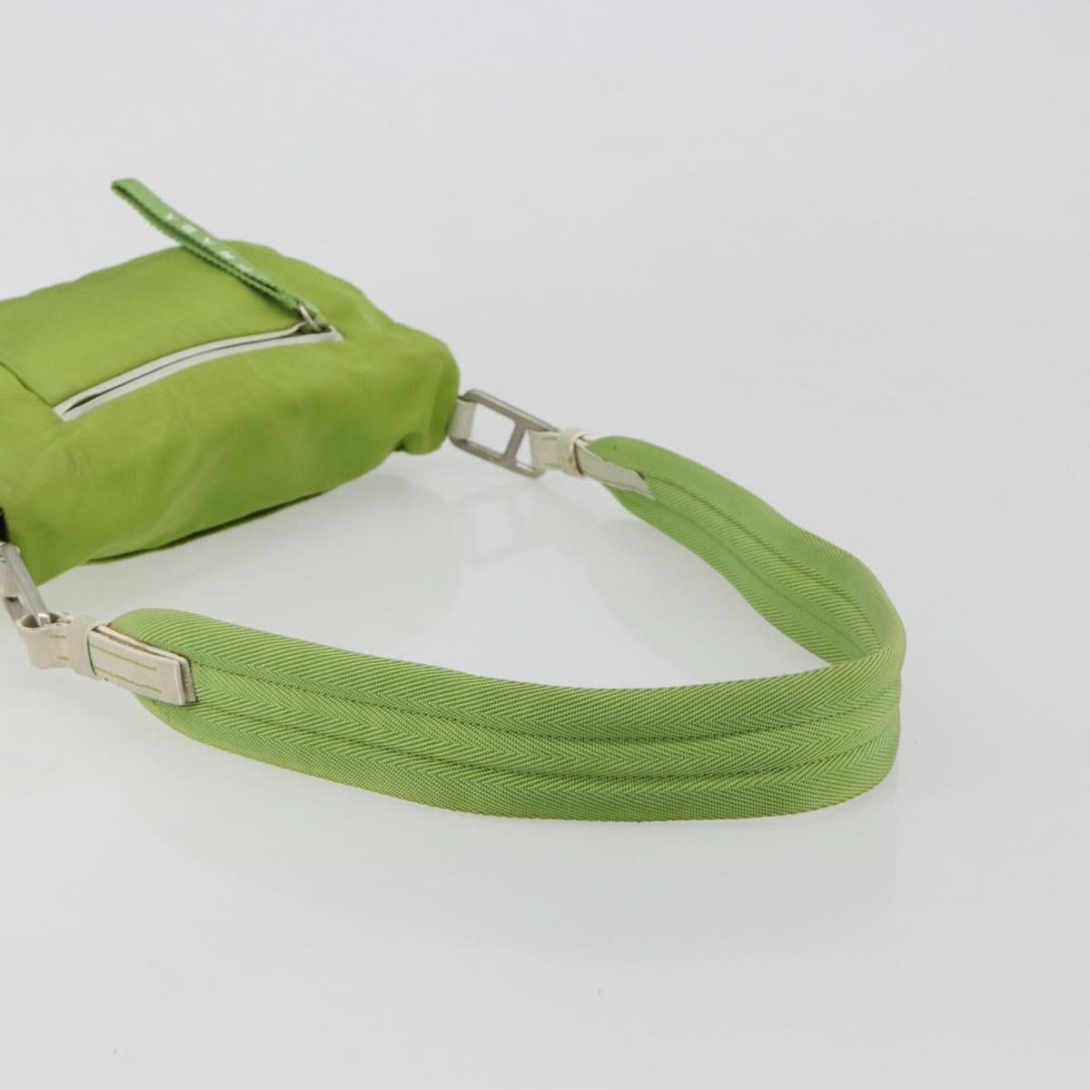 PRADA Shoulder Bag Nylon Green Silver Auth 184724A