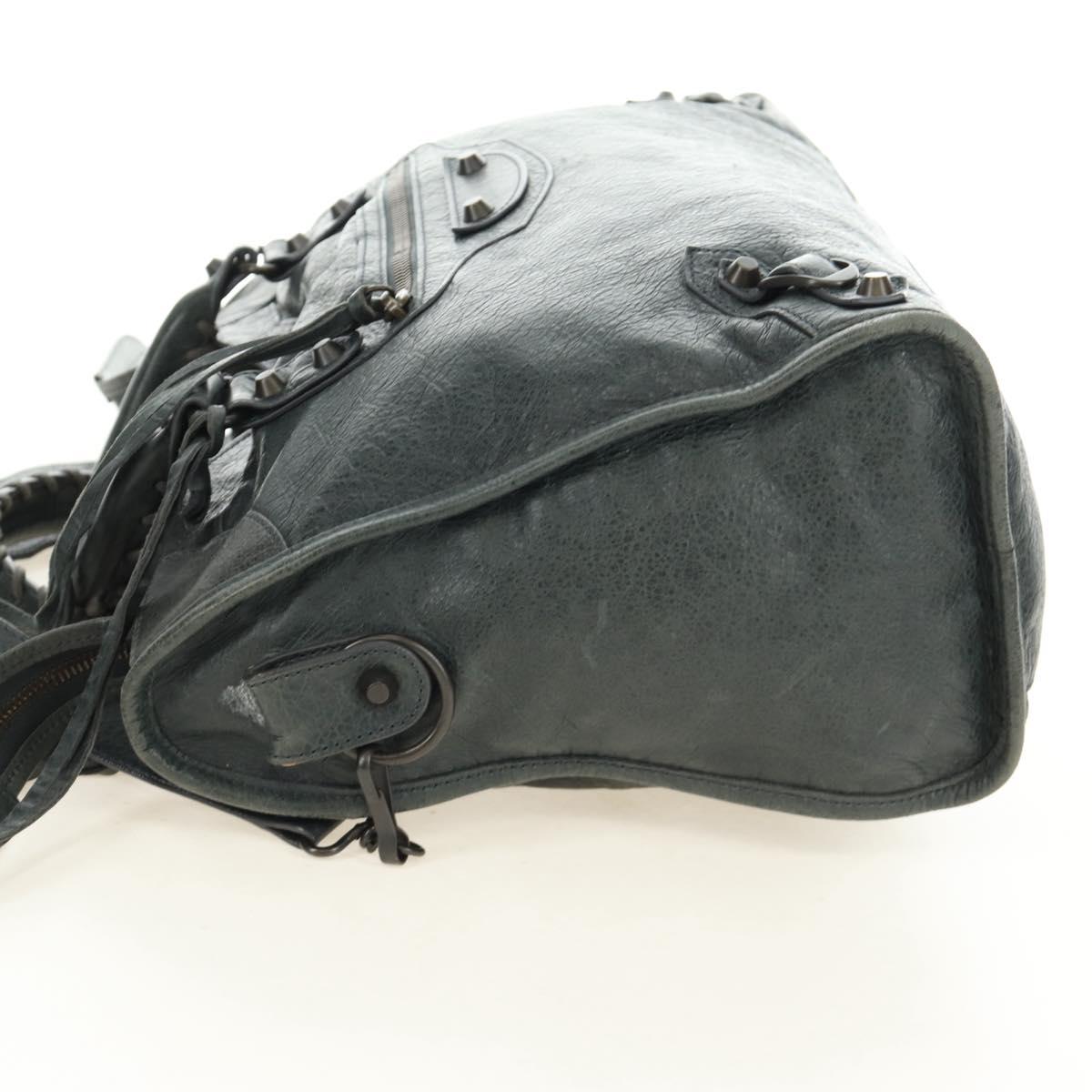 BALENCIAGA The City Hand Bag Leather 2way Gray 115748 Auth 184725SAM