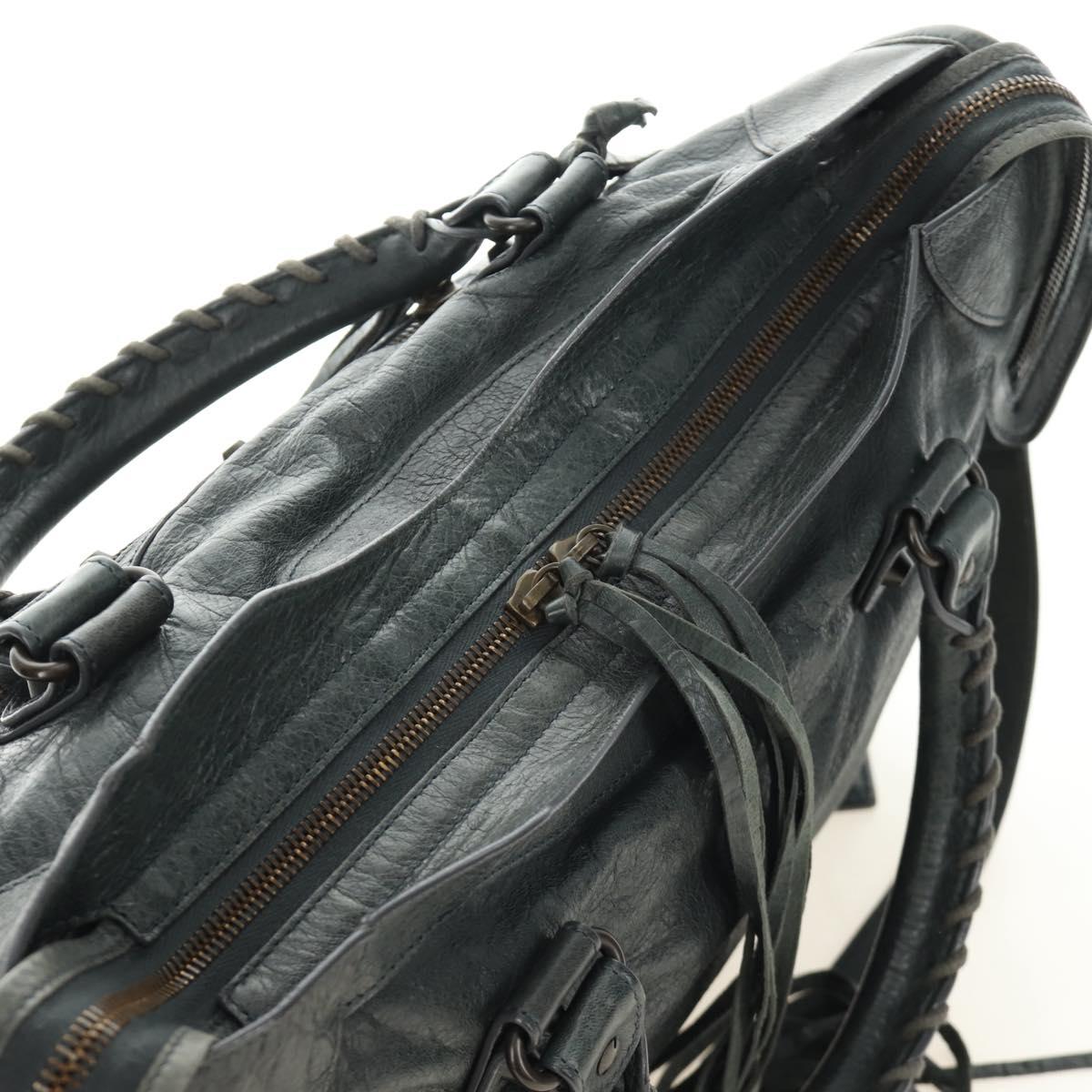 BALENCIAGA The City Hand Bag Leather 2way Gray 115748 Auth 184725SAM