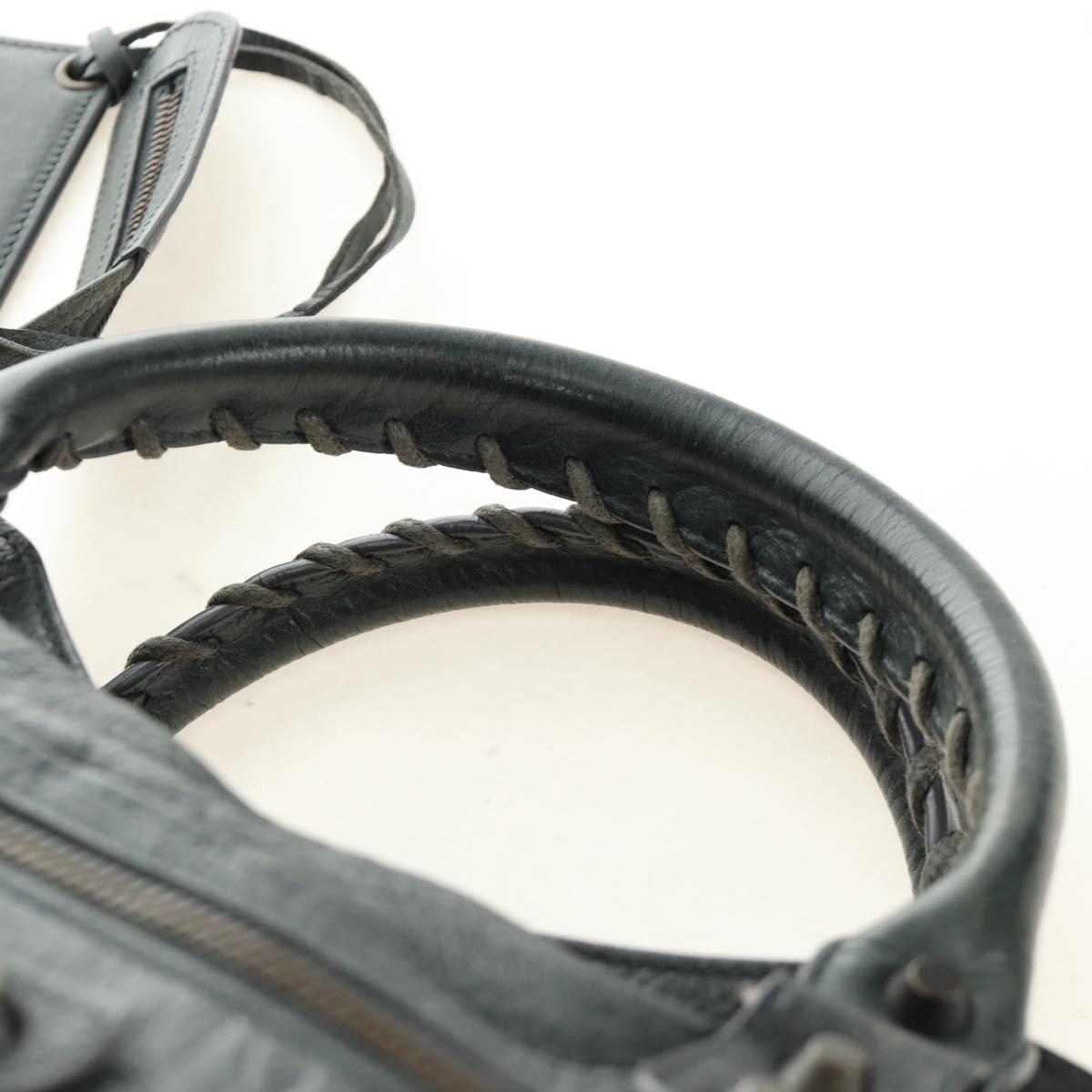 BALENCIAGA The City Hand Bag Leather 2way Gray 115748 Auth 184725SAM