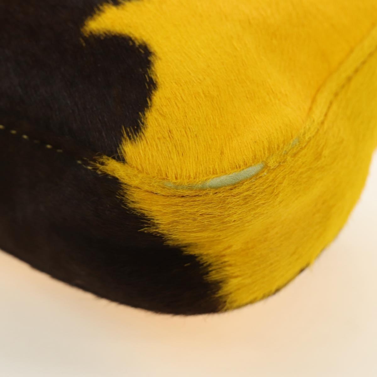 FENDI Mamma Baguette Shoulder Bag Harako leather Yellow Silver Auth 184727SAV