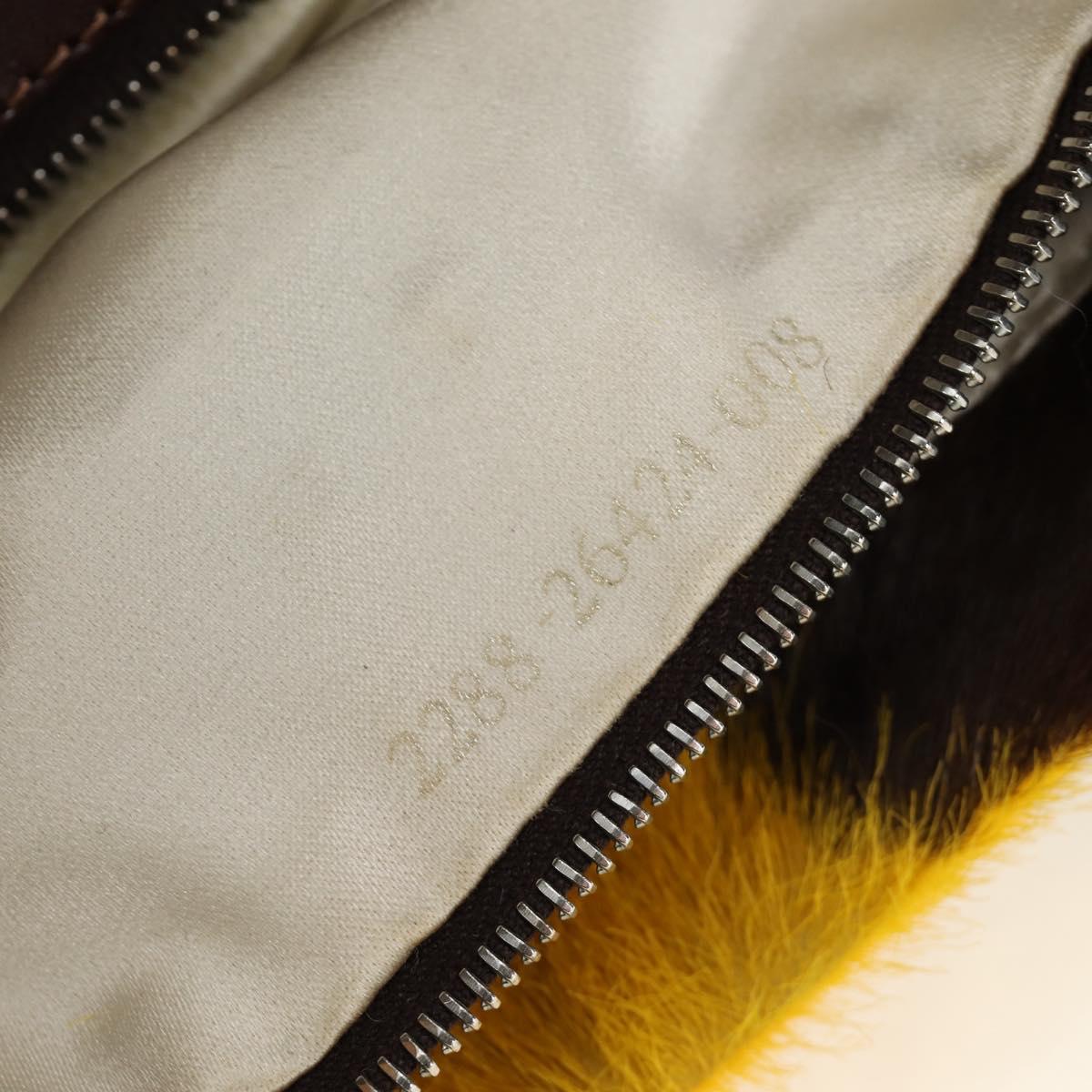 FENDI Mamma Baguette Shoulder Bag Harako leather Yellow Silver Auth 184727SAV