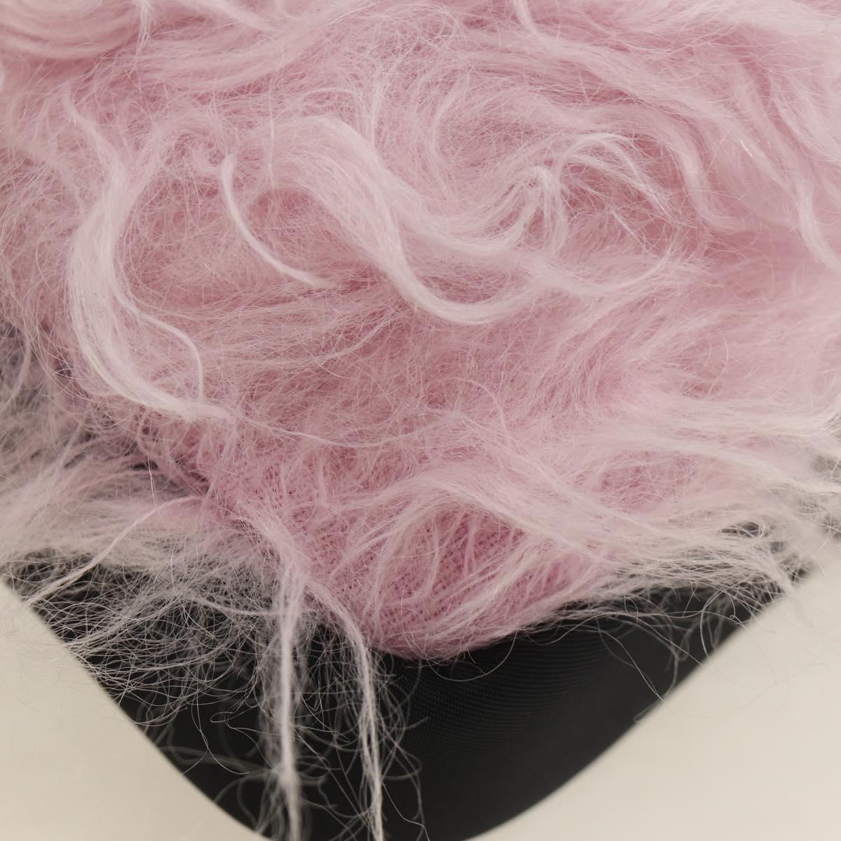 PRADA Chain Shoulder Bag Fur Pink Silver Auth 184728SAM