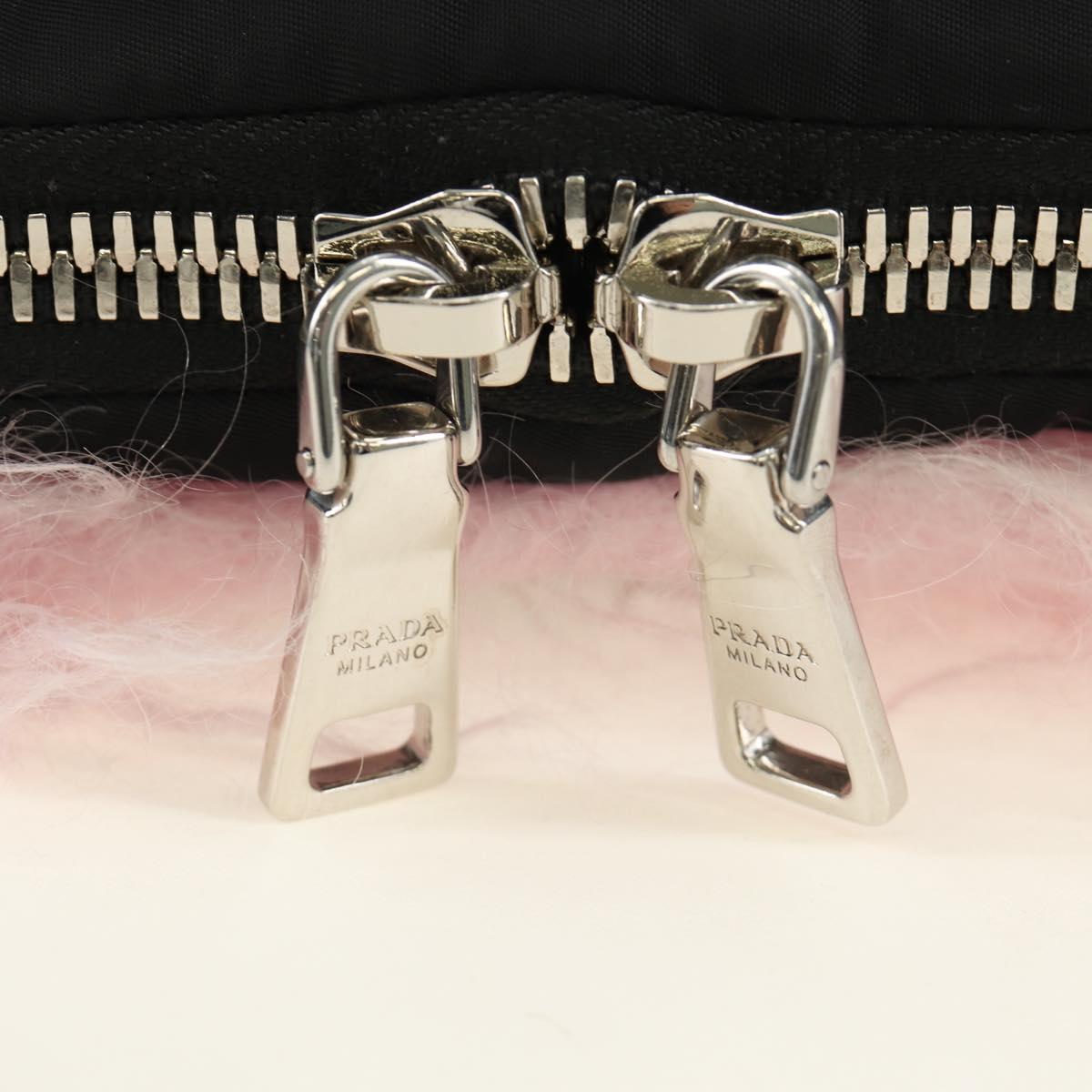 PRADA Chain Shoulder Bag Fur Pink Silver Auth 184728SAM