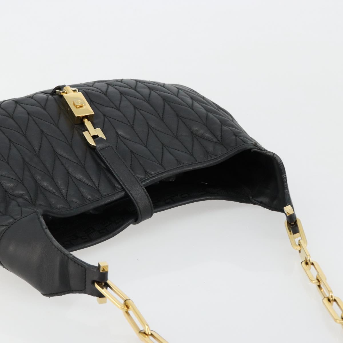 GUCCI Jackie Shoulder Bag Leather Black Gold 001 4015 Auth 184729V