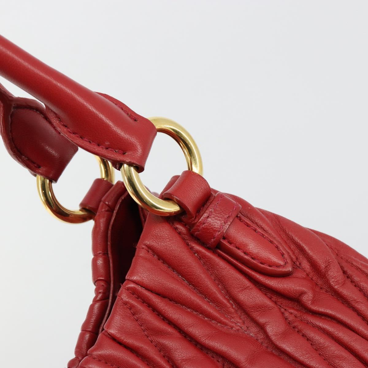 Miu Miu Matelasse Hand Bag Leather Red Gold Auth 184730V
