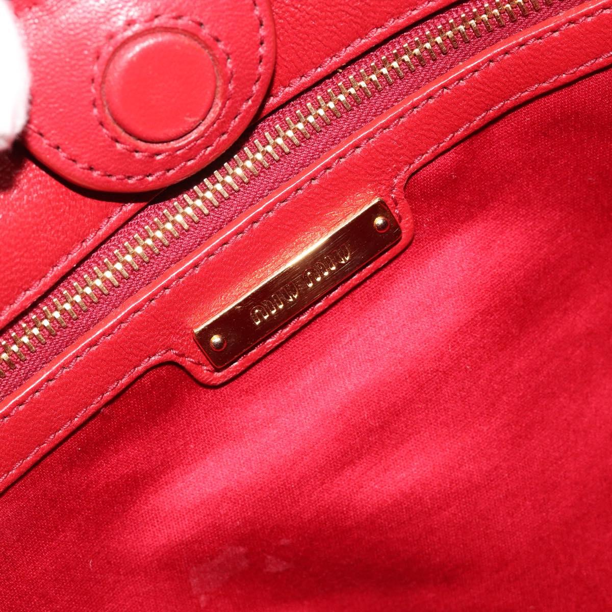 Miu Miu Matelasse Hand Bag Leather Red Gold Auth 184730V