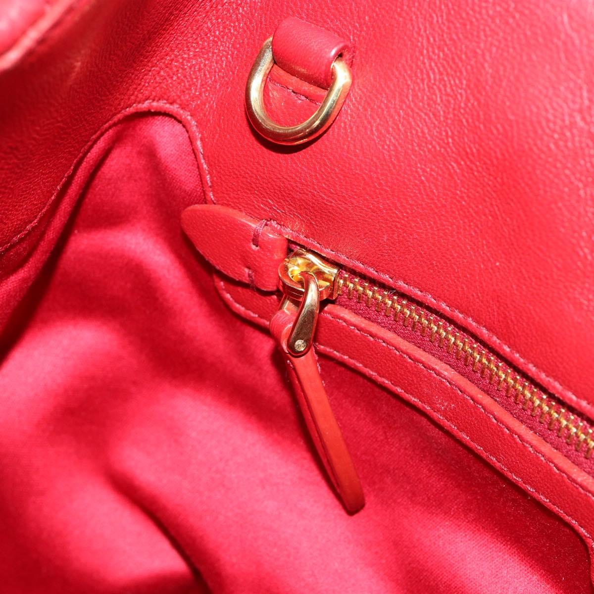 Miu Miu Matelasse Hand Bag Leather Red Gold Auth 184730V