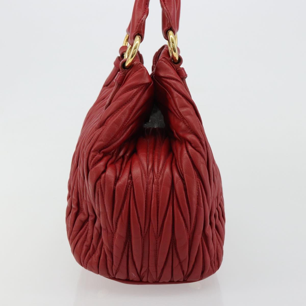 Miu Miu Matelasse Hand Bag Leather Red Gold Auth 184730V