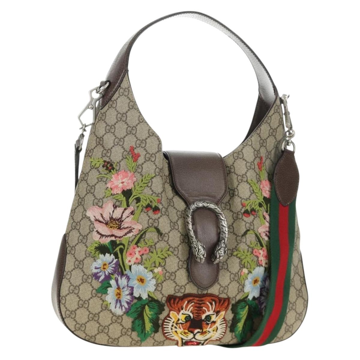 GUCCI GG Supreme Dionysus Web Sherry Line Bag PVC Beige 446687 Auth 184731SAM
